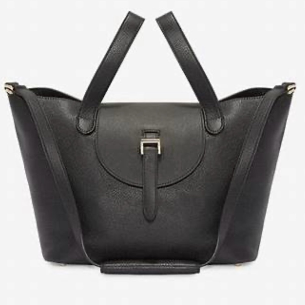 Meli Melo Large Black Leather Handbag tote like new